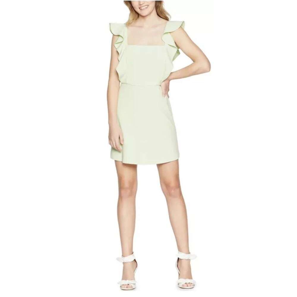 NWT BCBGGeneration Dress Sz 6 $98 Ruffle Sleeve Square Neck Dress mint